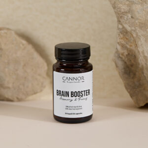 Brain Booster, Tulsi, Brahmi, Rhodiola, Ženšen, Gotu kola, ashwagandha, ginkgo biloba, jak se soustředit, jak zlepšit soustředění, co proti únavě, koncentrace, zlepšení soustředění, doplněk stravy na soustředění Cannor