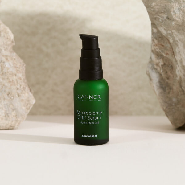 Mikrobiom CBD sérum, kožní mikrobiom, kmenové buňky, přírodní kosmetika, akné léčba, péče o pleť, přírodní hydratační sérum, hydratační krém, Cannor