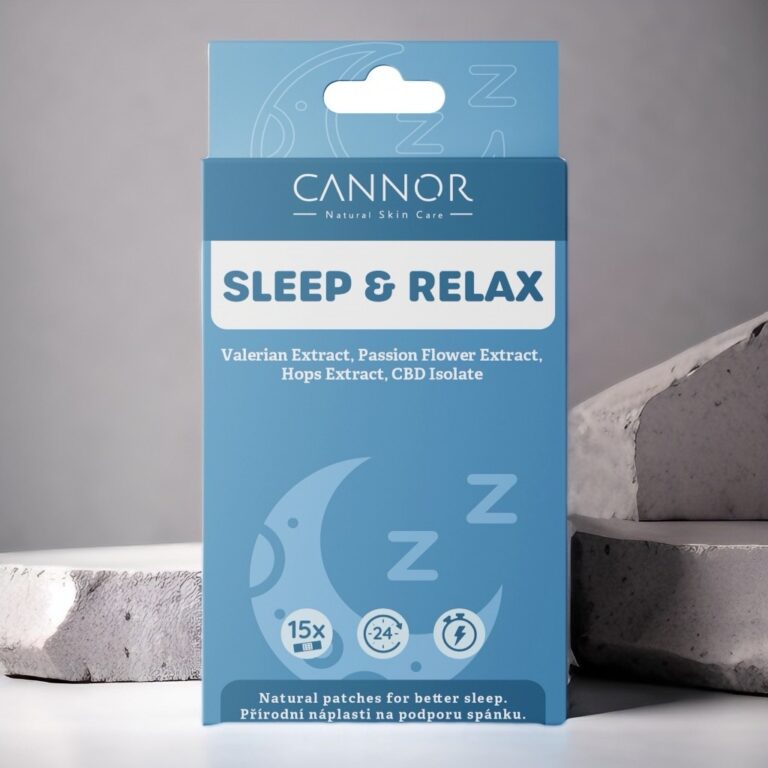 Sleep, Relax, náplasti na spánek, náplasti na nespavost, náplasti na relax, valeriana, chmel, spaní, bylinné náplasti Praha, přírodní náplasti Cannor Nutri
