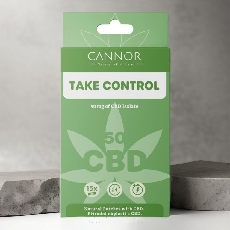 Take control, cbd náplasti 50, přírodní náplasti, bylinné náplasti Canor, česká kosmetika Praha, kanabidiol CBD