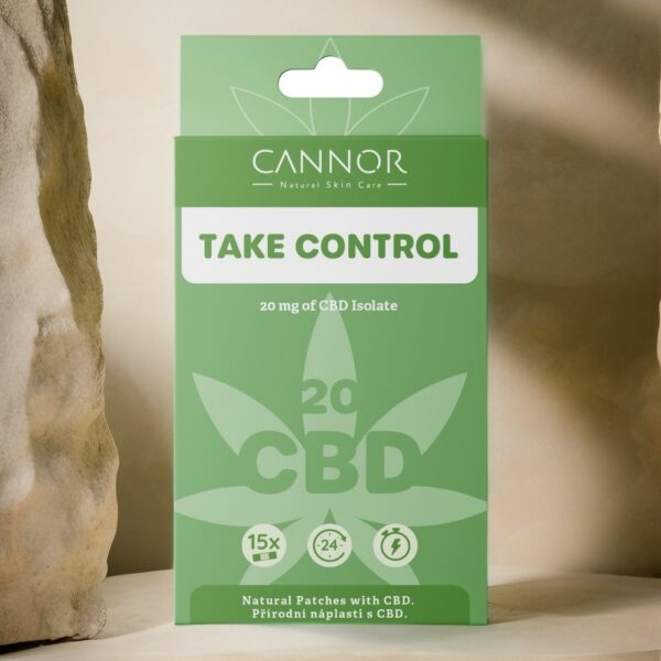Take control, cbd náplasti 20, přírodní náplasti, bylinné náplasti Canor, česká kosmetika Praha, kanabidiol CBD,