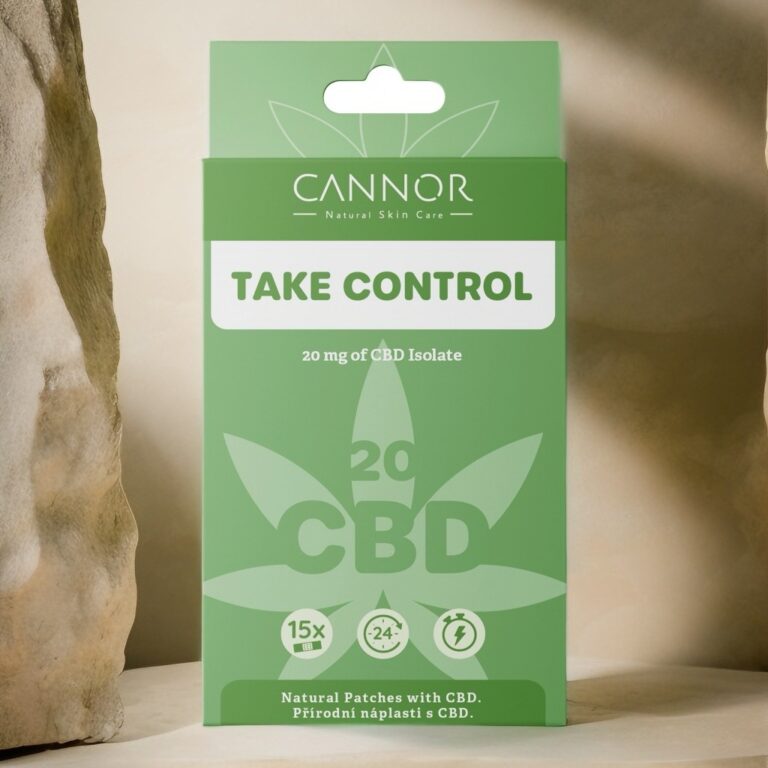 Take control, cbd náplasti 20, přírodní náplasti, bylinné náplasti Canor, česká kosmetika Praha, kanabidiol CBD,
