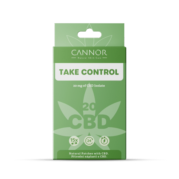Take control, cbd náplasti 20, přírodní náplasti, bylinné náplasti Canor, česká kosmetika Praha, kanabidiol CBD