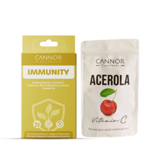 Zvýhodnění balíček na imunitu, vitamín C, acerola, přírodní náplasti na imunitu Cannor, Praha